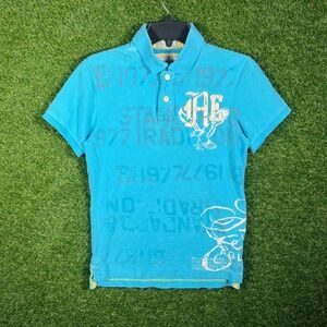 American Eagle Outfitters Mens Blue AE Eagle Graphic Short Sleeve Polo Shirt S/P